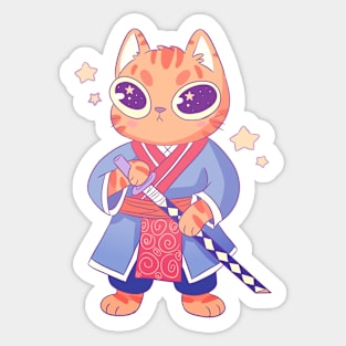 Kawaii samurai cat Sticker